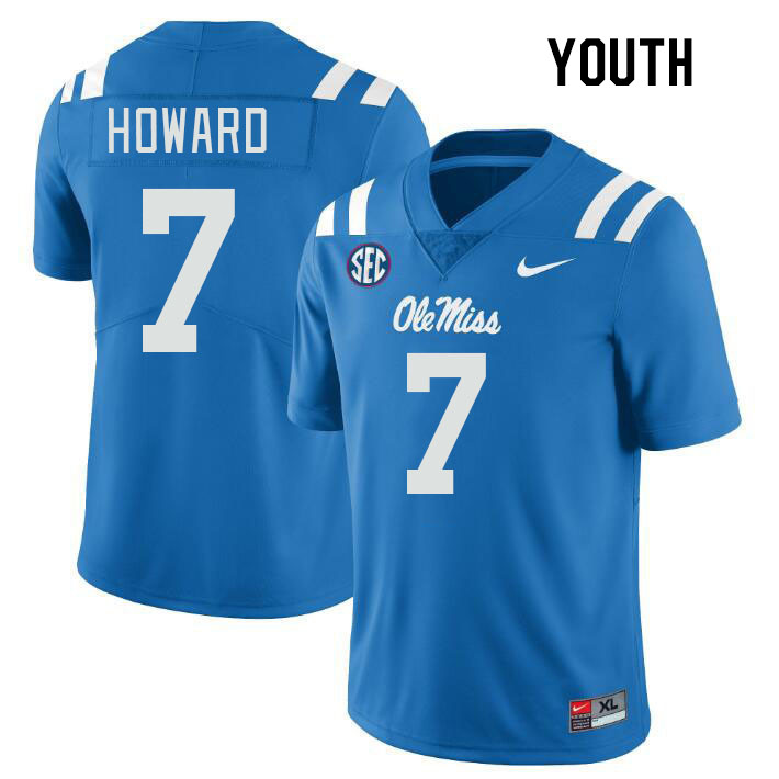 Youth #7 Walker Howard Ole Miss Rebels College Football Jerseys Stitched Sale-Power Blue - Click Image to Close